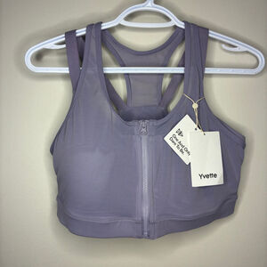 💜 Yvette High Support Front-Zip Sports Bra Size XL NWT 💜